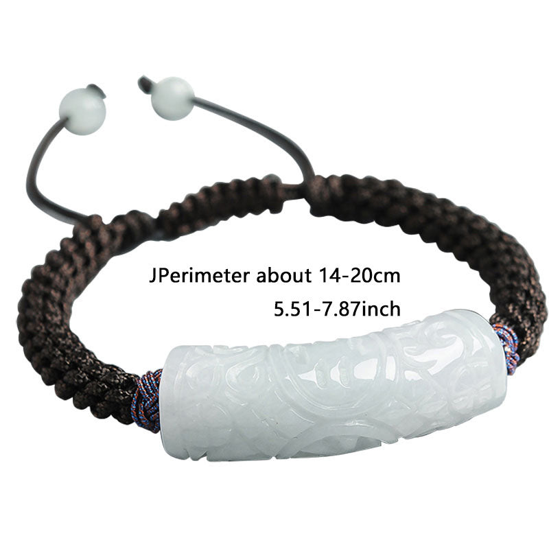 Natural Stone Curved Bracelet - Handmade Braided Rope with Engraved Charm for Energy Protection & Mindful Wear