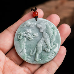 Natural Stone Tiger Pendant - Guardian Totem Necklace for Courage & Grounding