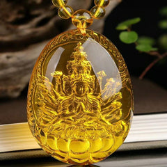 Elegant Guanyin Bodhisattva Rat Pendant Necklace - Spiritual Protection & Harmony