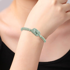 Natural Stone Small Pixiu Hand String Bead Bracelet - Energy Protection & Abundance
