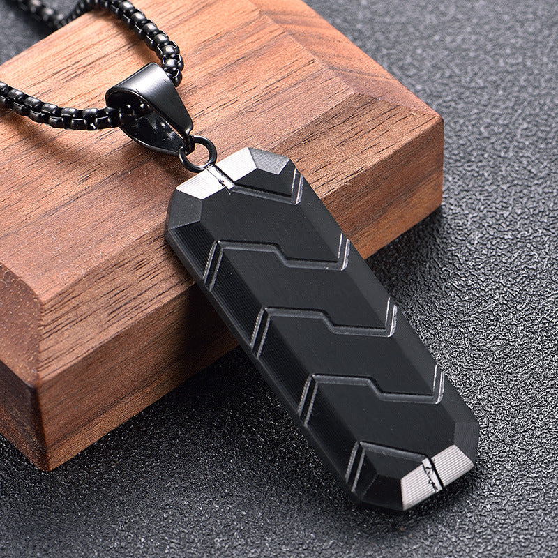 Modern Mens Hexagonal Tire Tread Pendant Necklace - Geometric Energy for Casual & Formal Outfits