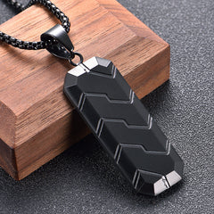 Modern Mens Hexagonal Tire Tread Pendant Necklace - Geometric Energy for Casual & Formal Outfits