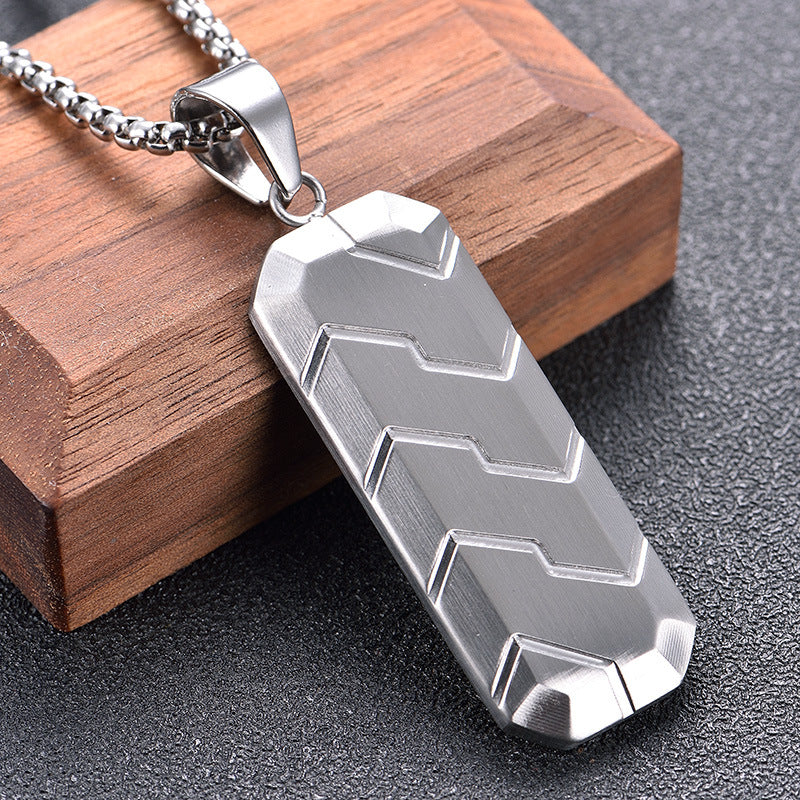 Modern Mens Hexagonal Tire Tread Pendant Necklace - Geometric Energy for Casual & Formal Outfits