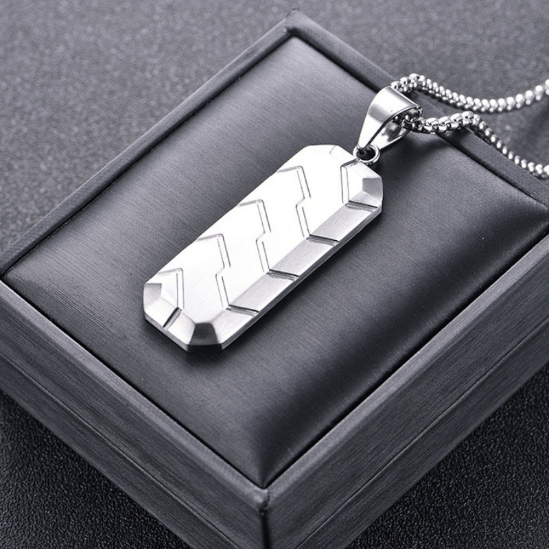 Modern Mens Hexagonal Tire Tread Pendant Necklace - Geometric Energy for Casual & Formal Outfits