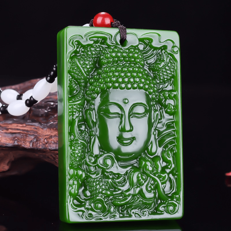 Stylish Spinach Green Pendant Necklace for Men - Good Luck Charm with Positive Energy