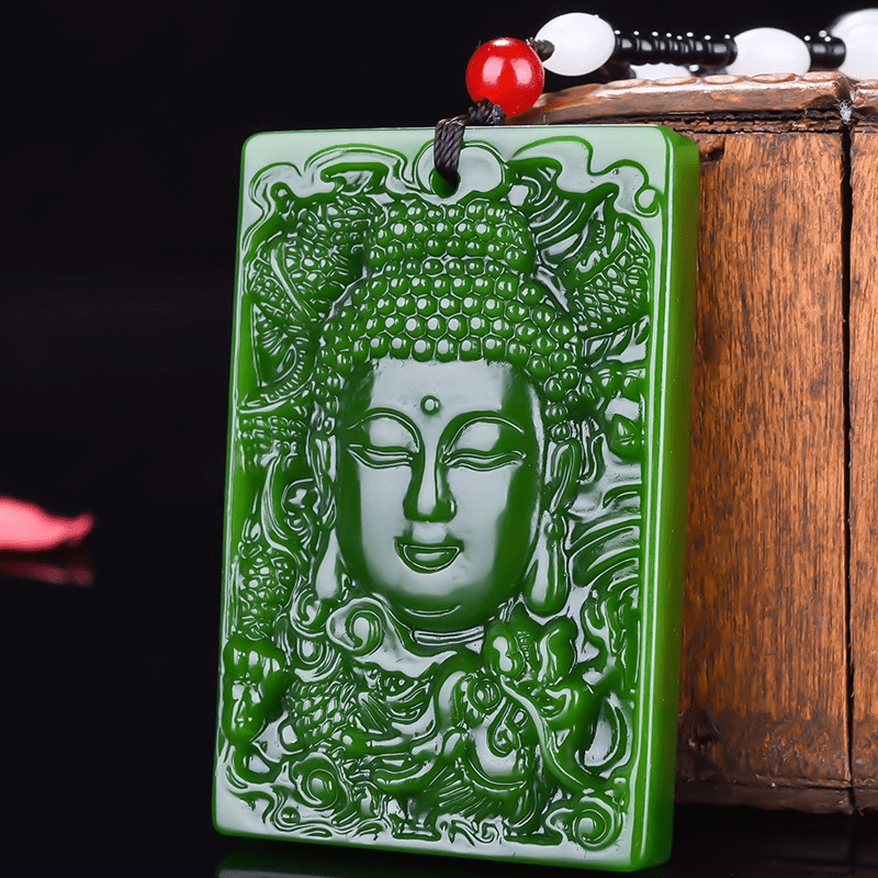 Stylish Spinach Green Pendant Necklace for Men - Good Luck Charm with Positive Energy