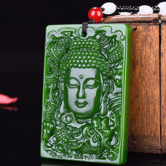 Stylish Spinach Green Pendant Necklace for Men - Good Luck Charm with Positive Energy