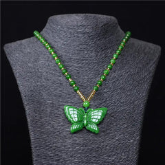 Unique Natural Stone Butterfly Pendant Necklace with Positive Energy - Perfect for Casual Attire & Gifting