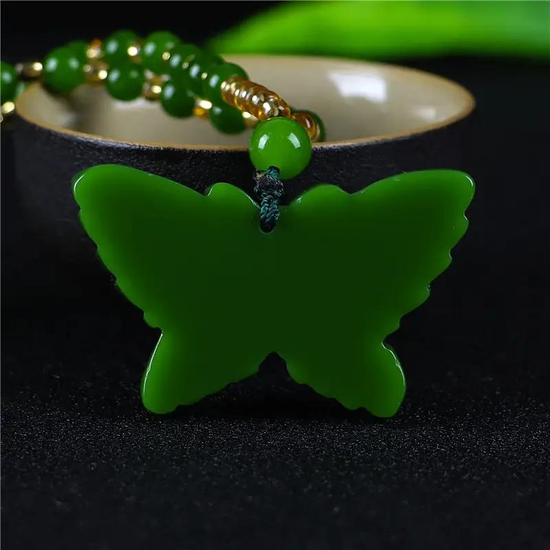 Unique Natural Stone Butterfly Pendant Necklace with Positive Energy - Perfect for Casual Attire & Gifting