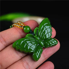 Unique Natural Stone Butterfly Pendant Necklace with Positive Energy - Perfect for Casual Attire & Gifting