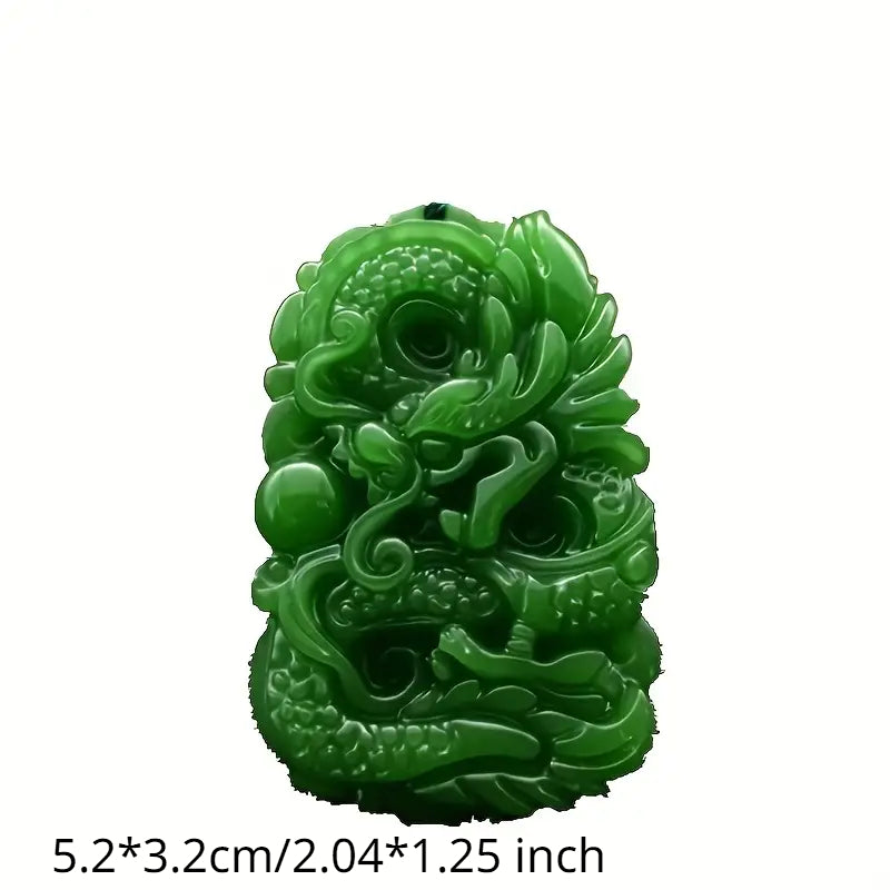 Handcrafted Green Natural Stone Pendant Necklace for Men - Fashionable Charm Jewelry