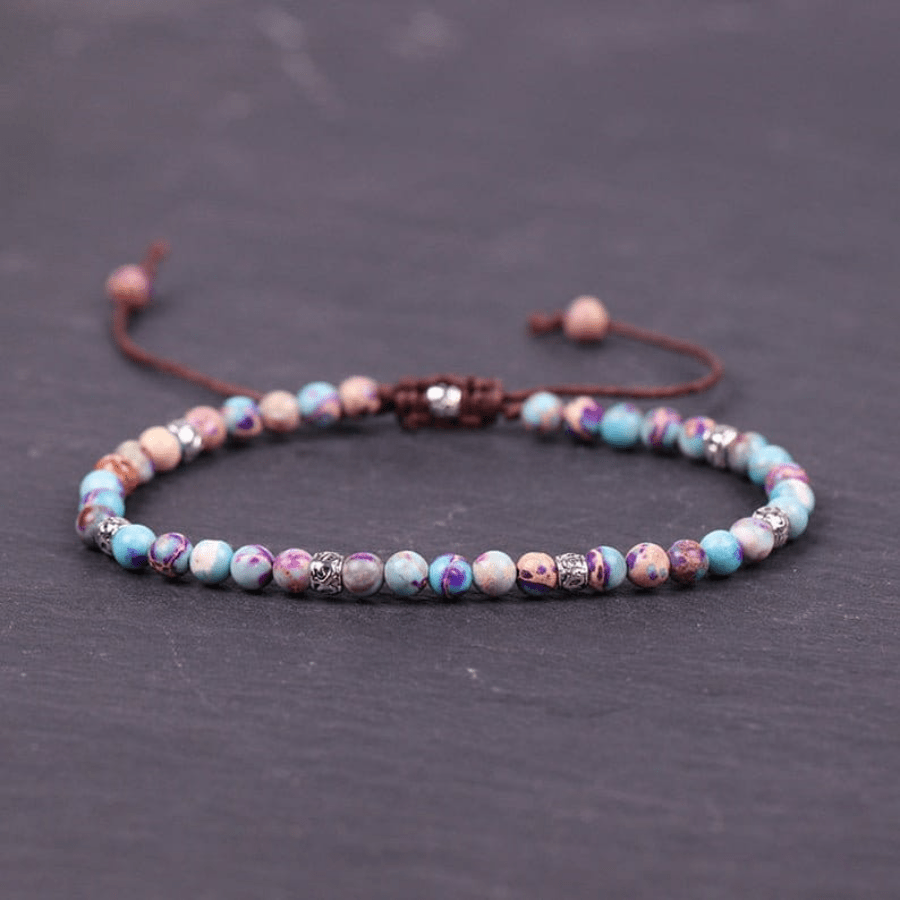 Adjustable Emperor Stone Woven Bracelet - 4mm Patterned Energy Talisman for Balance & Prosperity