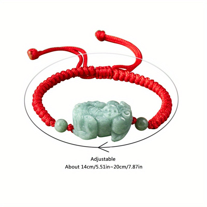 Natural Stone Pixiu Charm Rope Bracelet - Couples' Gift for Energy Healing & Protection