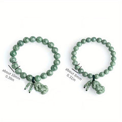 Elegant Natural Stone Pixiu Bracelet - Fashionable Hand Jewelry with 8mm & 10mm Bead Options for Prosperity Energy