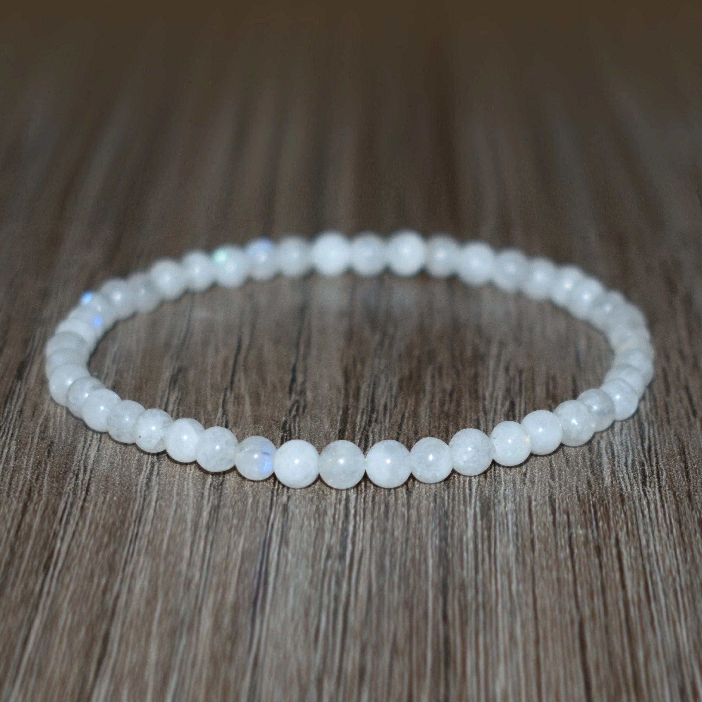 1pc Elegant White Moonstone Beaded Bracelet - Stretchable Layering Design for Women