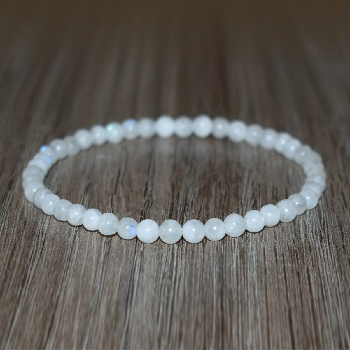 1pc Elegant White Moonstone Beaded Bracelet - Stretchable Layering Design for Women
