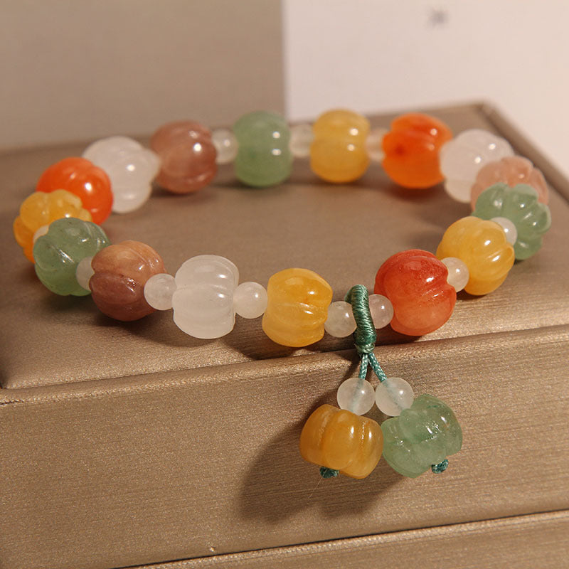 Natural Golden Silk Jade Pumpkin Energy Bracelet – Prosperity, Harmony & Protection