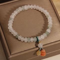 Natural Jade Harmony Bracelet  Calm Focus, Luck & Protection Energy  Gourd (Hulu) Blessing Charm