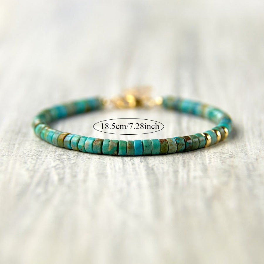 Genuine Turquoise Minimalist Bracelet - Blue Gemstone for Spiritual Harmony & Protection