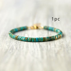 Genuine Turquoise Minimalist Bracelet - Blue Gemstone for Spiritual Harmony & Protection