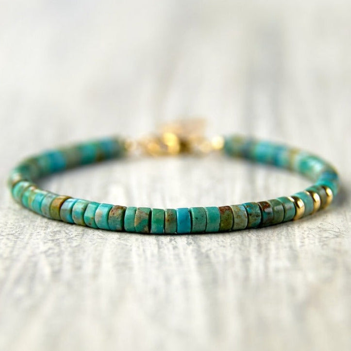 Genuine Turquoise Minimalist Bracelet - Blue Gemstone for Spiritual Harmony & Protection