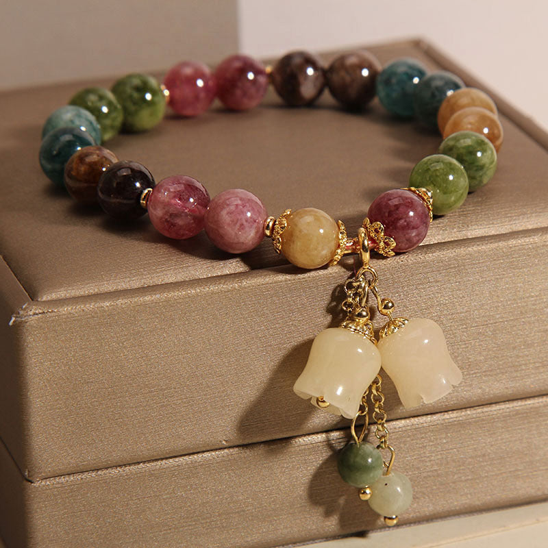 Aurora Harmony Natural Stone Bracelet — Love, Balance & Protection Energy | Ethnic Flower CharmsAurora Harmony