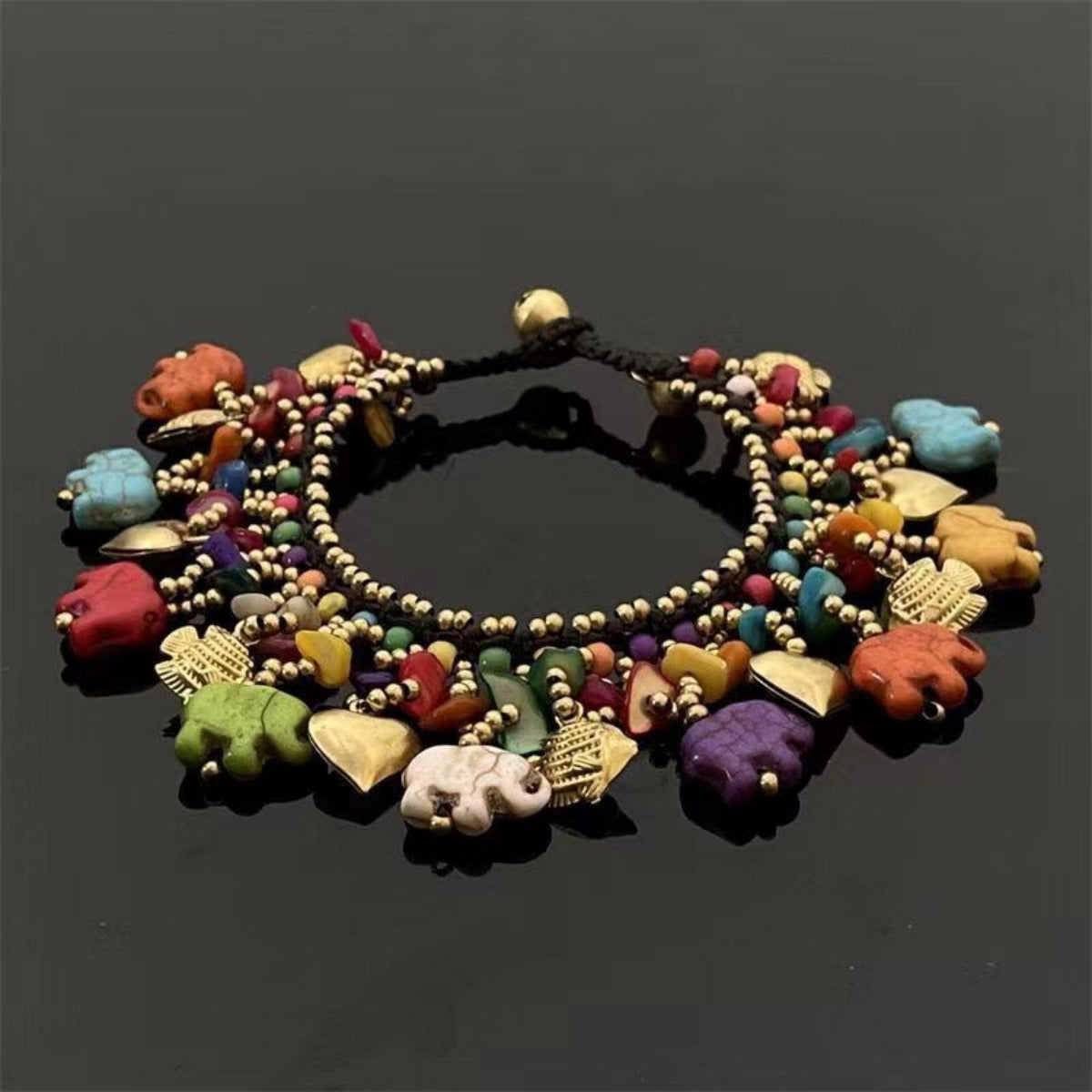Bohemian Rainbow Elephant Charm Bracelet — Joy, Luck, Chakra Harmony & Positive Energy