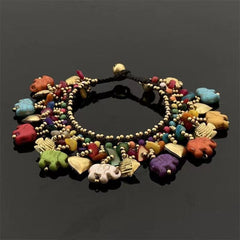 Bohemian Rainbow Elephant Charm Bracelet — Joy, Luck, Chakra Harmony & Positive Energy