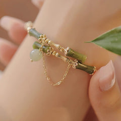 Traditional Chinese Bamboo Bellflower Bracelet — Harmony & Growth Enhancing Vintage Jewelry
