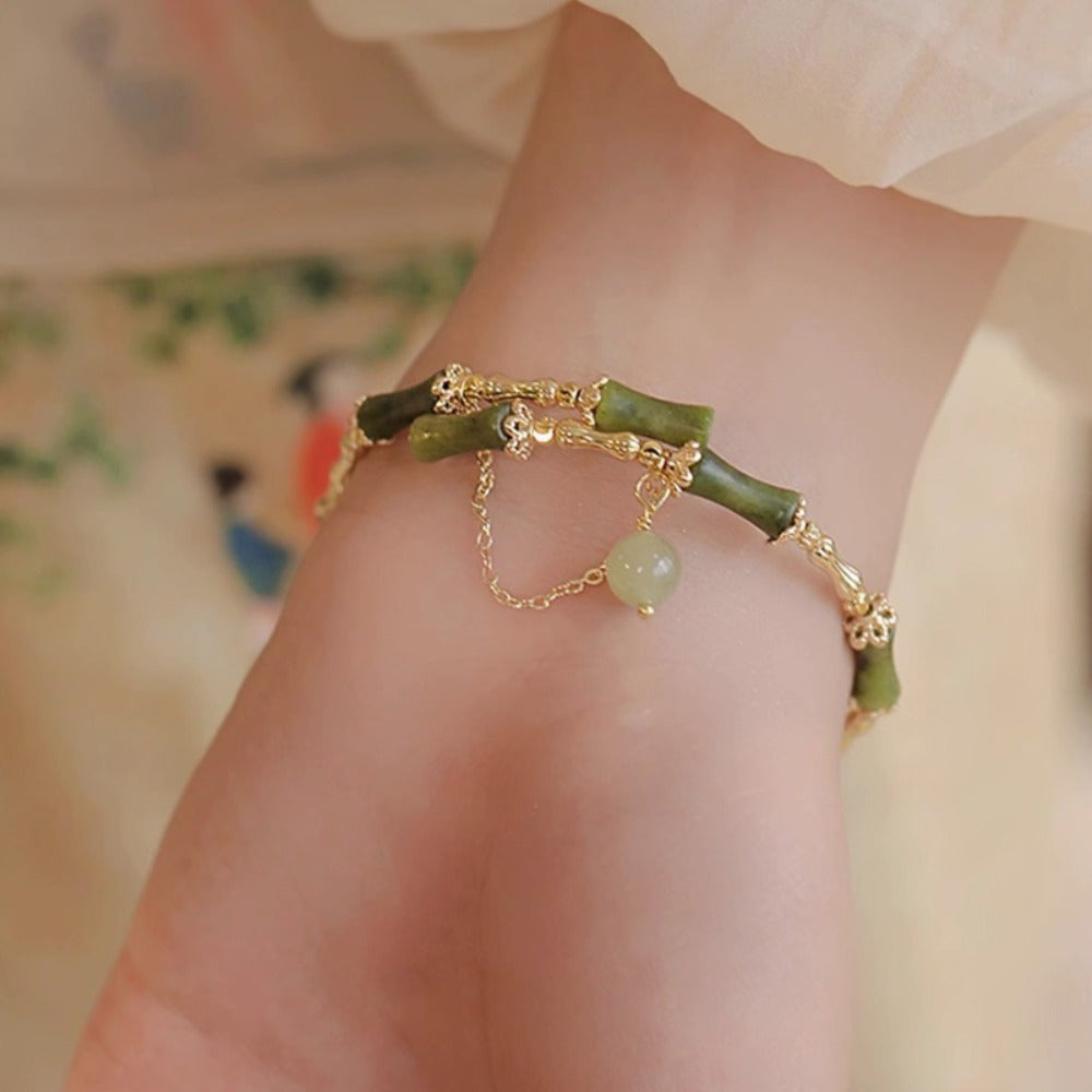 Traditional Chinese Bamboo Bellflower Bracelet — Harmony & Growth Enhancing Vintage Jewelry