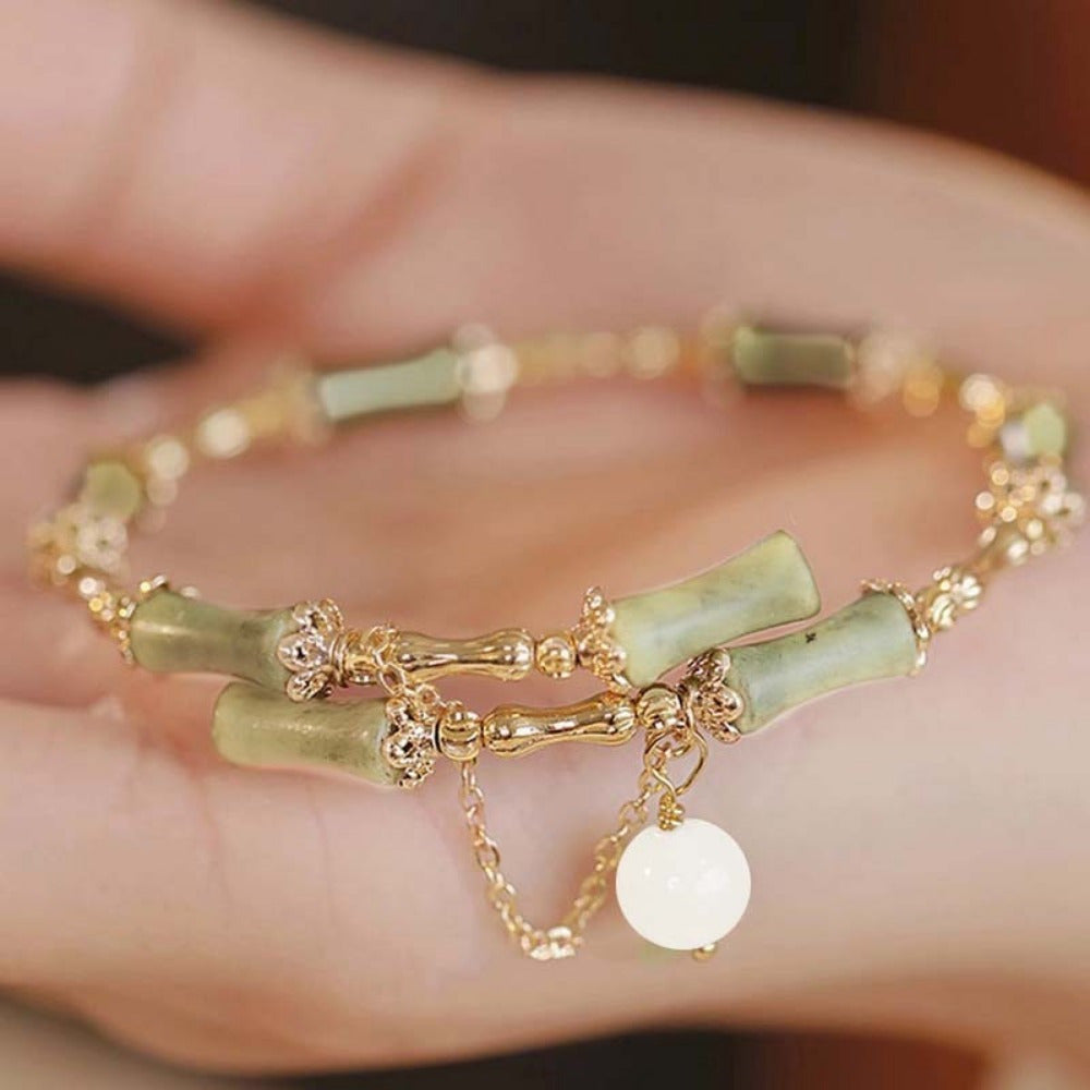 Traditional Chinese Bamboo Bellflower Bracelet — Harmony & Growth Enhancing Vintage Jewelry