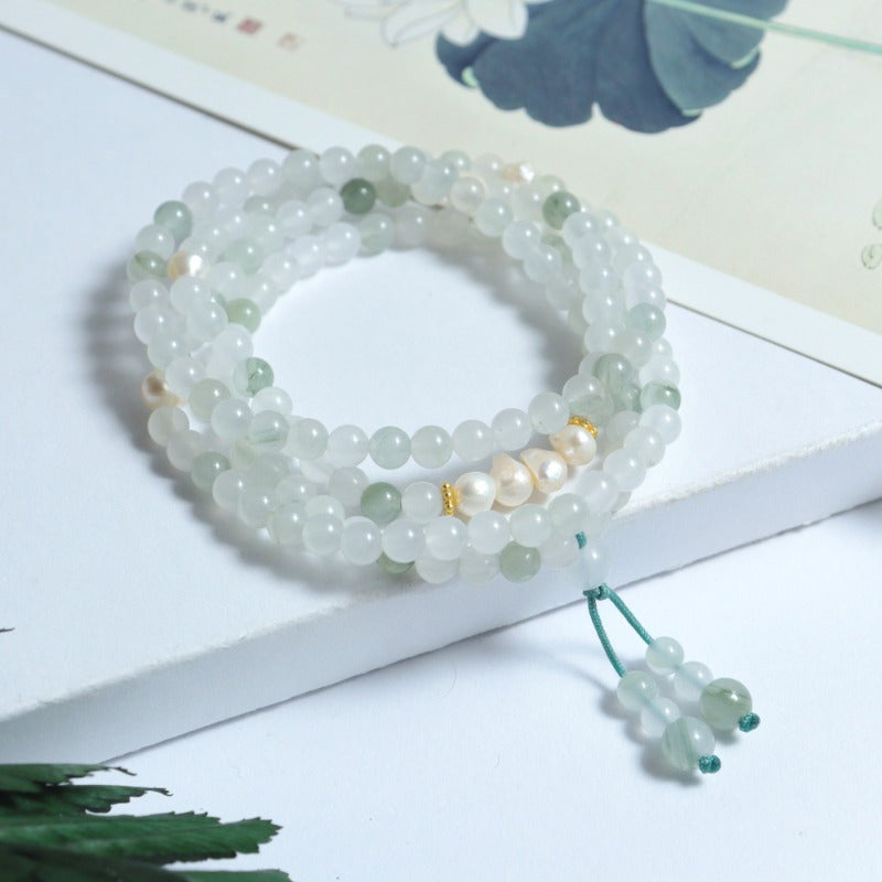 Serene Jade & Aquamarine Mala Bracelet for Inner Peace, Emotional Balance, and Spiritual Harmony