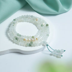 Serene Jade & Aquamarine Mala Bracelet for Inner Peace, Emotional Balance, and Spiritual Harmony