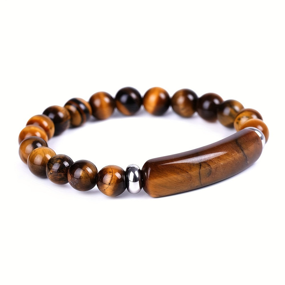 Tiger Stone Crystal Bracelet - Handmade Faux Gemstone Energy for Spiritual Protection