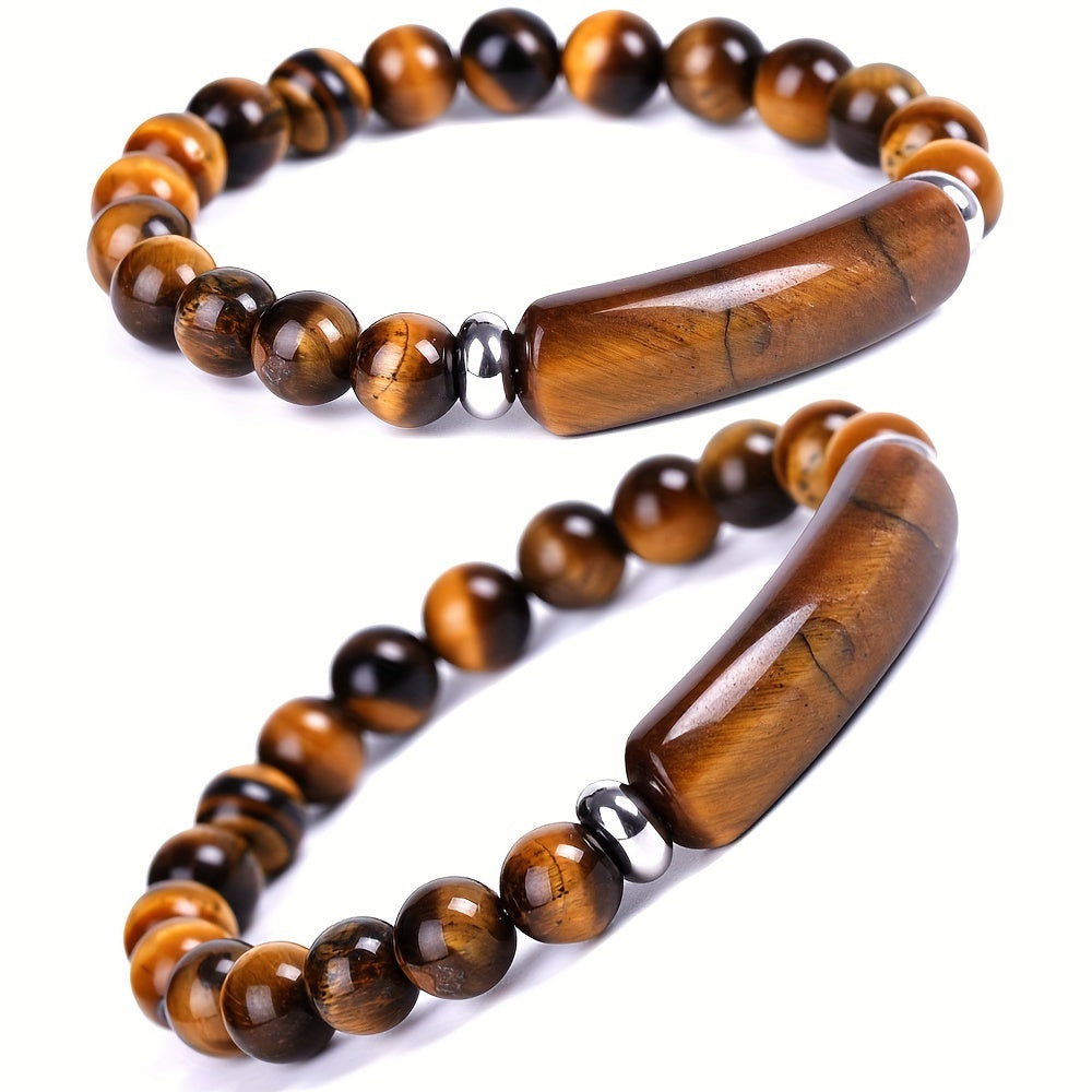 Tiger Stone Crystal Bracelet - Handmade Faux Gemstone Energy for Spiritual Protection