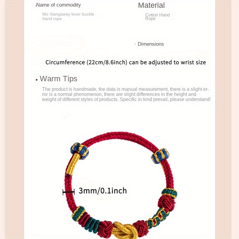 Hand-Woven Multicolor Blessing Bracelet — Energy Harmony, Protection & Prosperity Talisman, Adjustable Cotton Rope for Daily Spiritual Balance