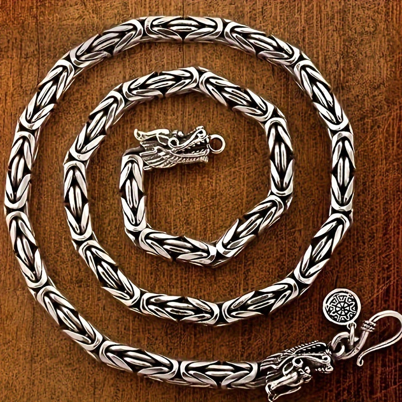 Viking Dragon Head Pendant Necklace (24in) –  Grounding & Spiritual Harmony Amulet
