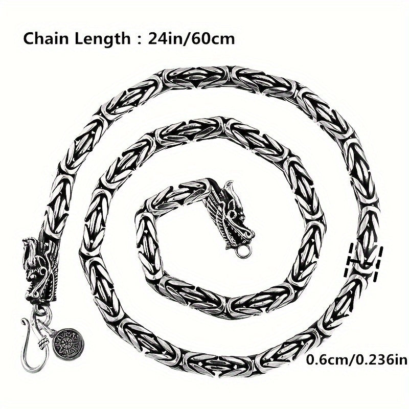 Viking Dragon Head Pendant Necklace (24in) –  Grounding & Spiritual Harmony Amulet