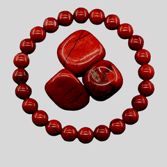 1pc Natural Red Jasper Beaded Bracelet - Handmade Adjustable for Energy & Protection