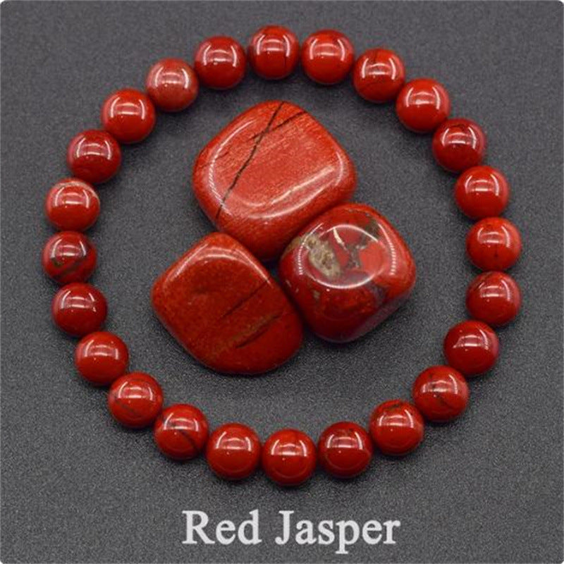 1pc Natural Red Jasper Beaded Bracelet - Handmade Adjustable for Energy & Protection
