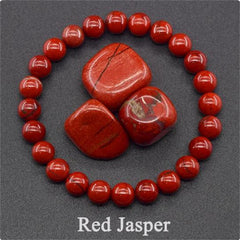 1pc Natural Red Jasper Beaded Bracelet - Handmade Adjustable for Energy & Protection