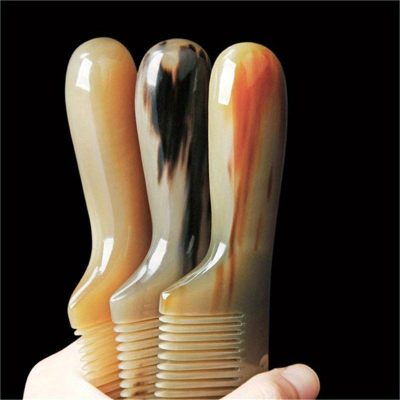 Premium Ox Horn Massage Brush - Scalp-Soothing Meridian Therapy for All Hair Types