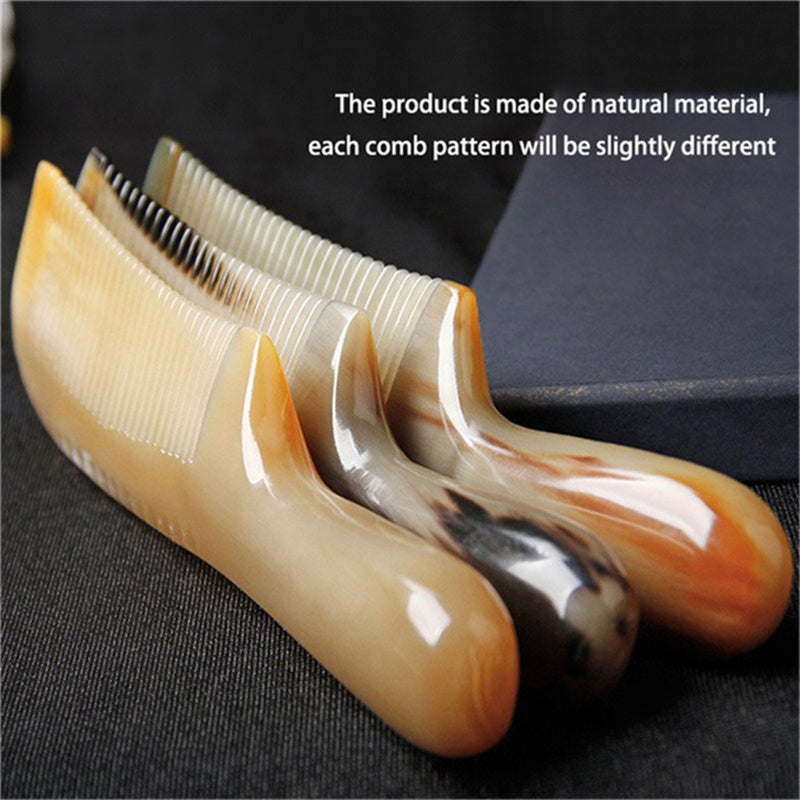 Premium Ox Horn Massage Brush - Scalp-Soothing Meridian Therapy for All Hair Types