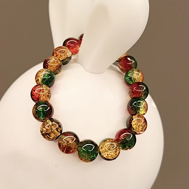 Tri-Color Energy Crystal Bracelet – Spiritual Healing, Prosperity & Balance Gift for Men and WomenIce Transparent Elastic Bead Bracelet As A Gift for Men's Fathers and Friends