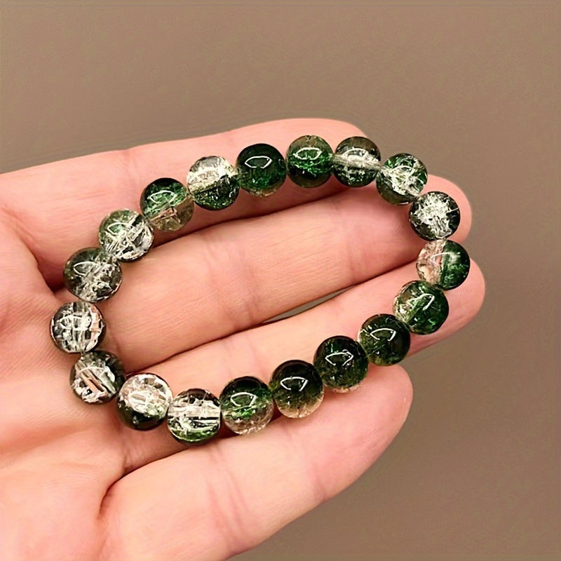 Tri-Color Energy Crystal Bracelet – Spiritual Healing, Prosperity & Balance Gift for Men and WomenIce Transparent Elastic Bead Bracelet As A Gift for Men's Fathers and Friends