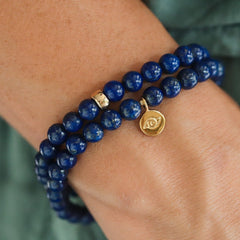 Lapis Lazuli Beaded Bracelet 6mm - Blue Crystal for Spiritual Healing and Protection