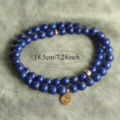 Lapis Lazuli Beaded Bracelet 6mm - Blue Crystal for Spiritual Healing and Protection