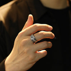 God's Hand" Vintage Art Men's Ring - Spiritual Protection & Grounding Energy Jewelry