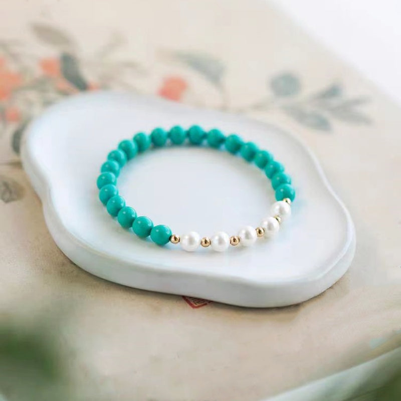 Simple Elegant Turquoise Pearl Bracelet - Natural Energy for Daily Wear & Gift Giving