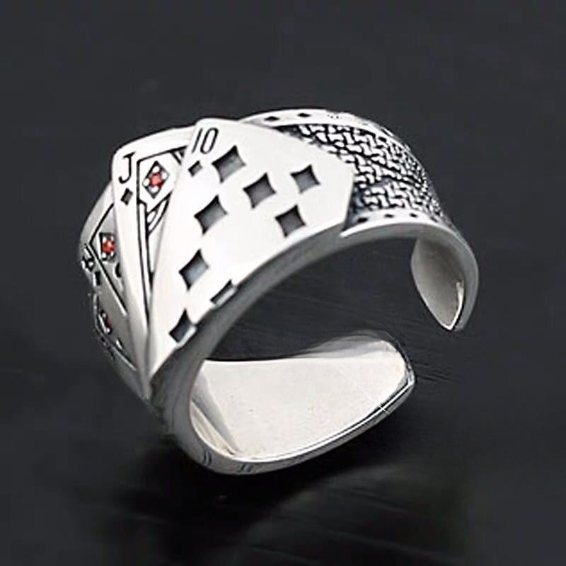 1pc Square Playing Card Men's Ring — Luck, Strategy & Spiritual Gaming Amulet